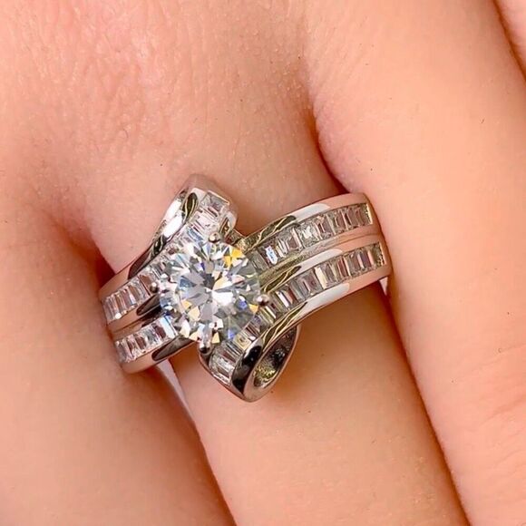 Sterling Silver Twisted Channel CZ Engagement Ring New - Picture 7 of 7